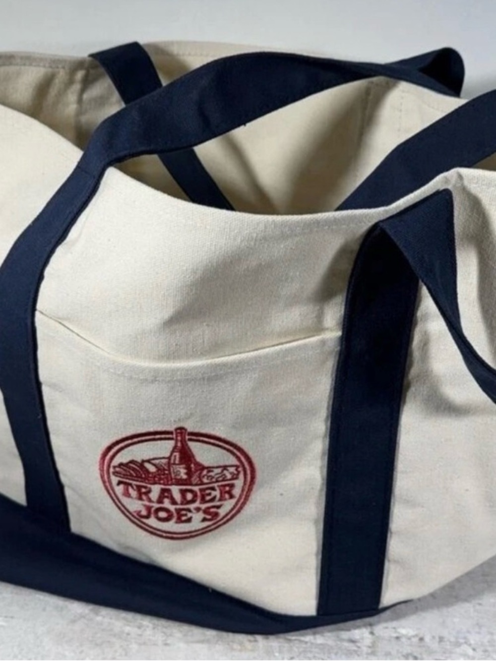 Trader Joe’s Canvas Tote Bag Bundle | Navy NWT + Red NWOT - Picture 5 of 8